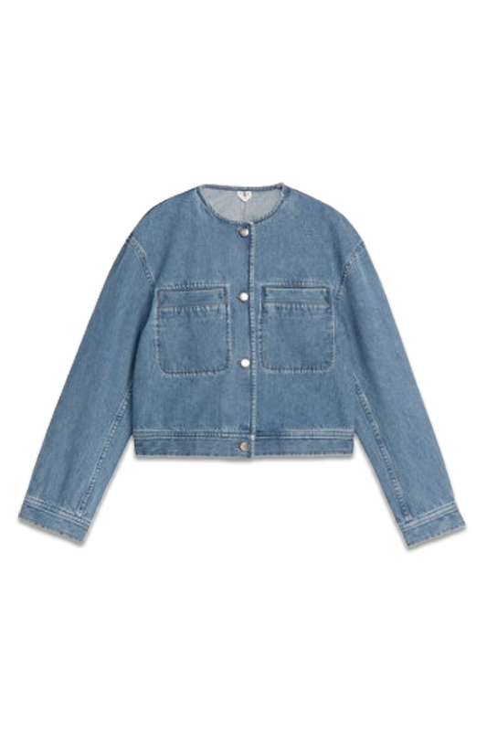 Collarless Denim Jacket