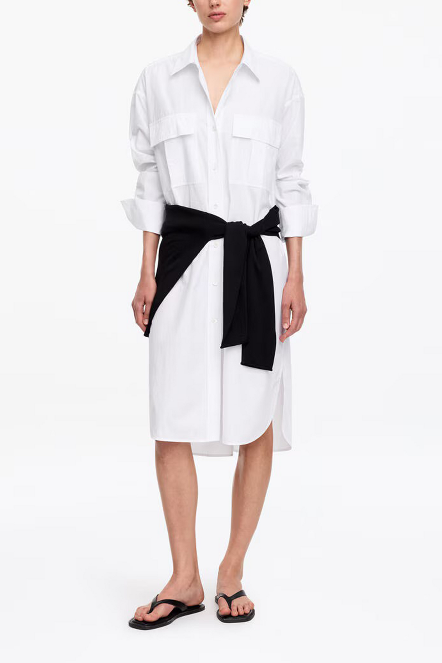Cotton Shirt Dress in White