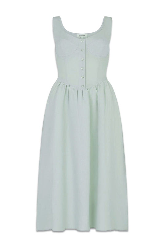The Allegra Bustier Midi Dress in Mint
