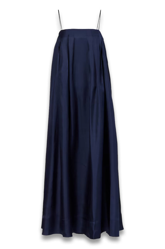 Heather Pleated Silk Twill Maxi Dress