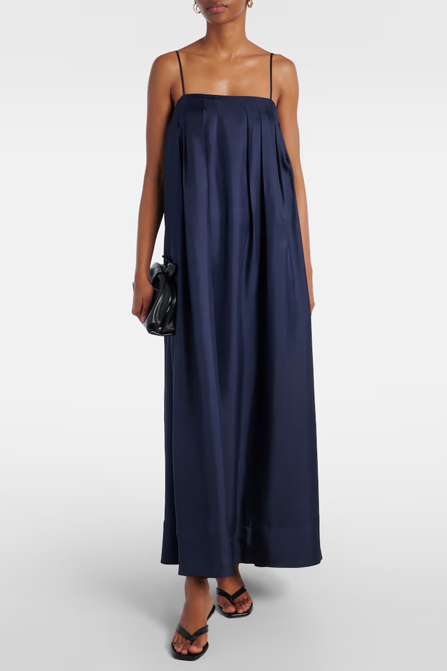 Heather Pleated Silk Twill Maxi Dress