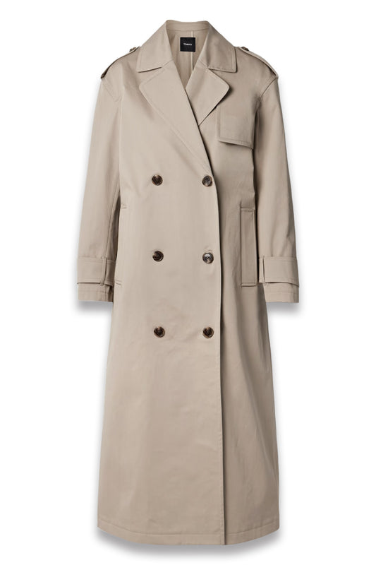 Double-Breasted Cotton-Blend Gabardine Trench Coat