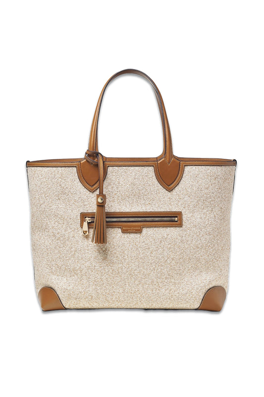 Como Tote, Oatmeal Canvas & Smooth Tan