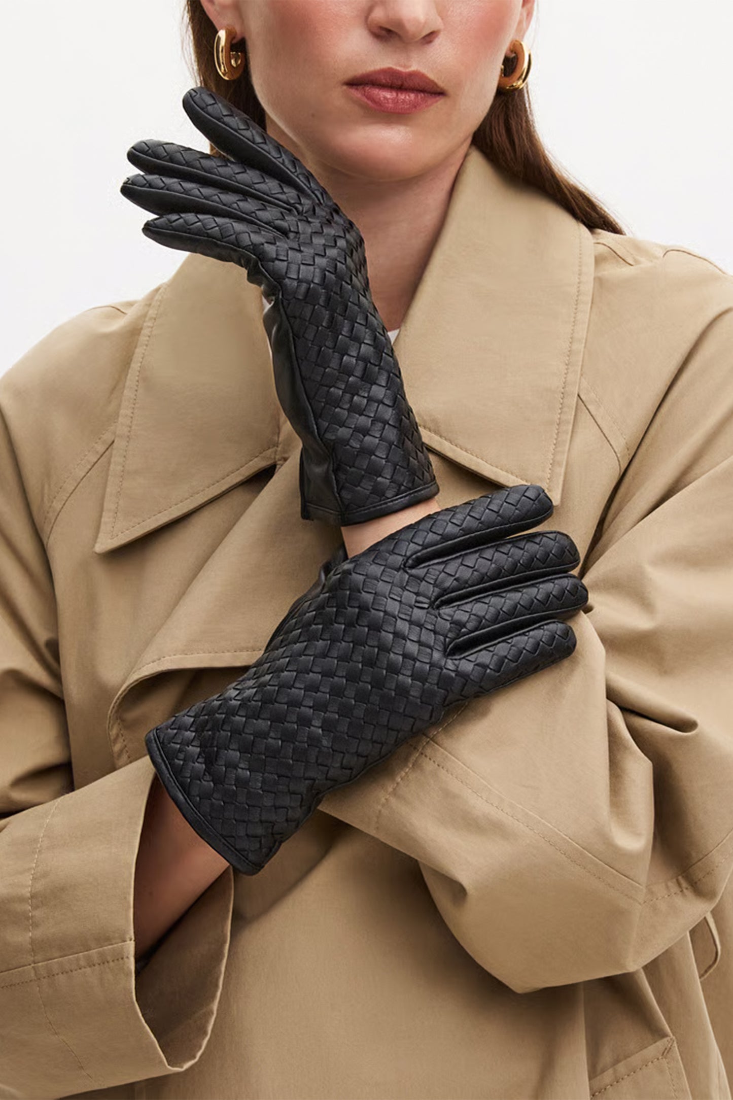 Women's Woven Leather Gloves