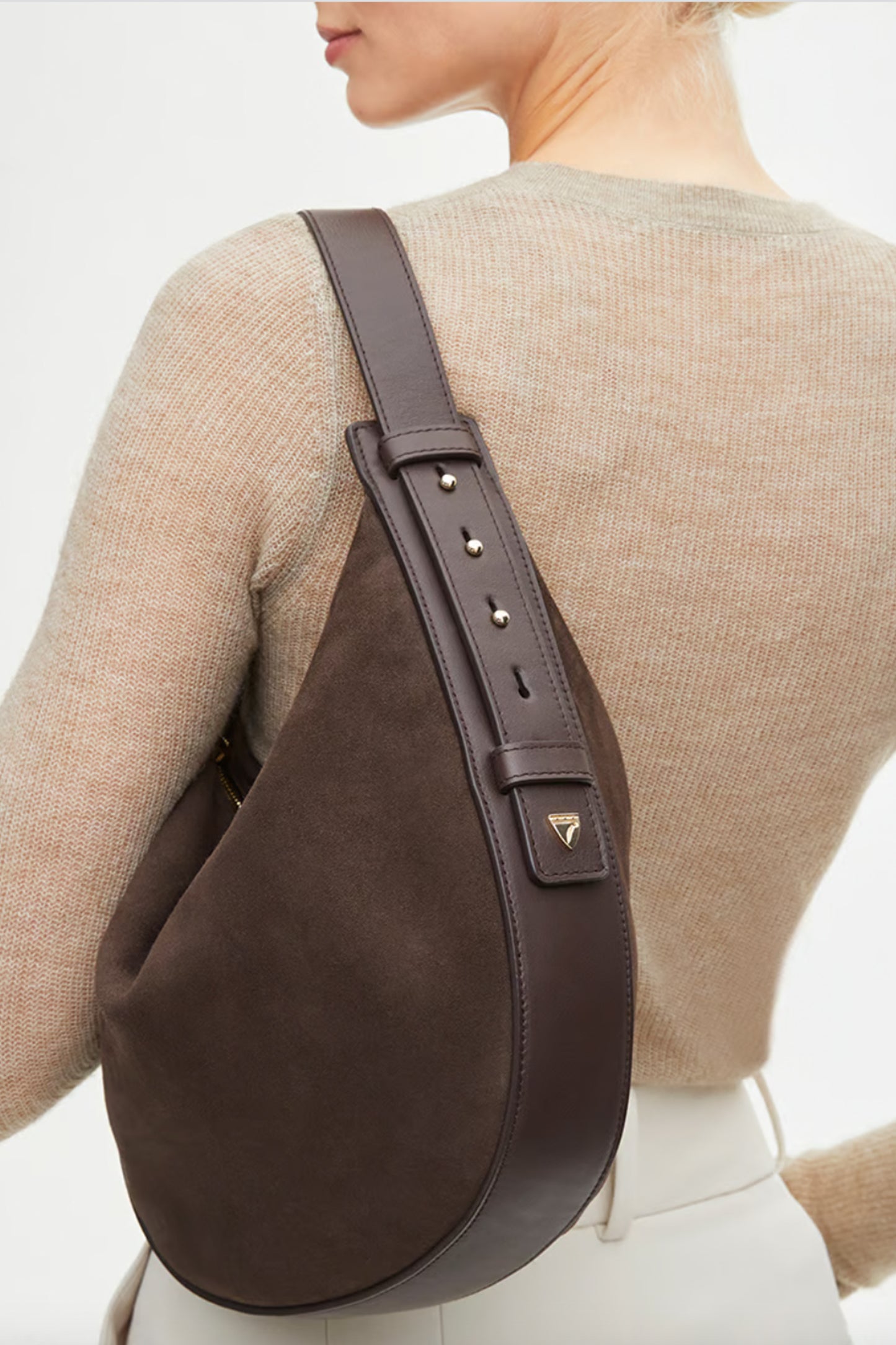 Chocolate Suede Hobo Crescent