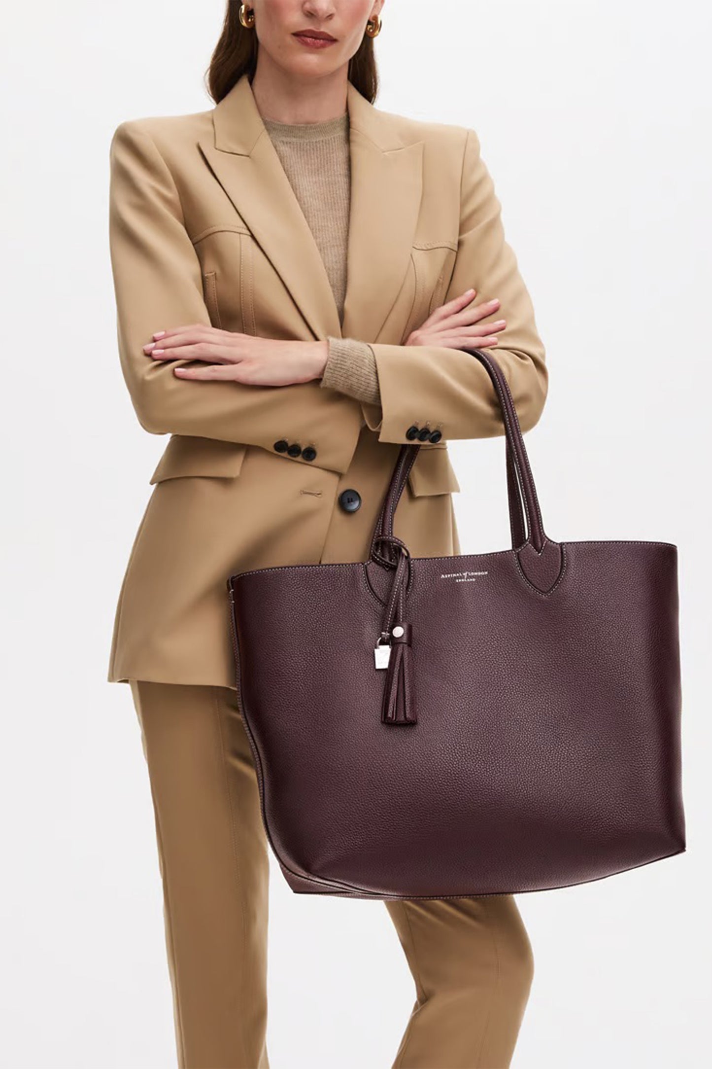 The Hudson Tote, Wine Milled Pebble