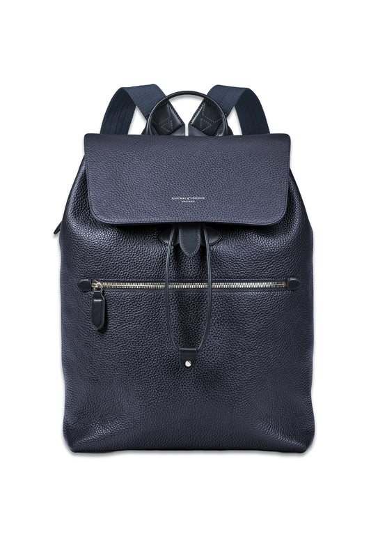 Reporter Leather Backpack - Navy Pebble