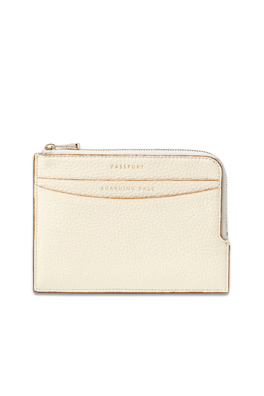 Ivory Pebble Zipped Travel Wallet