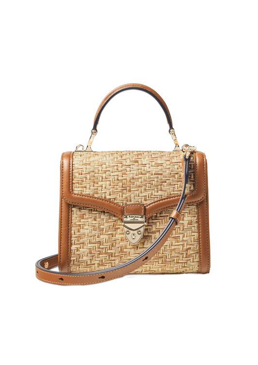 Midi Mayfair Raffia Bag Biscuit Raffia & Smooth Tan