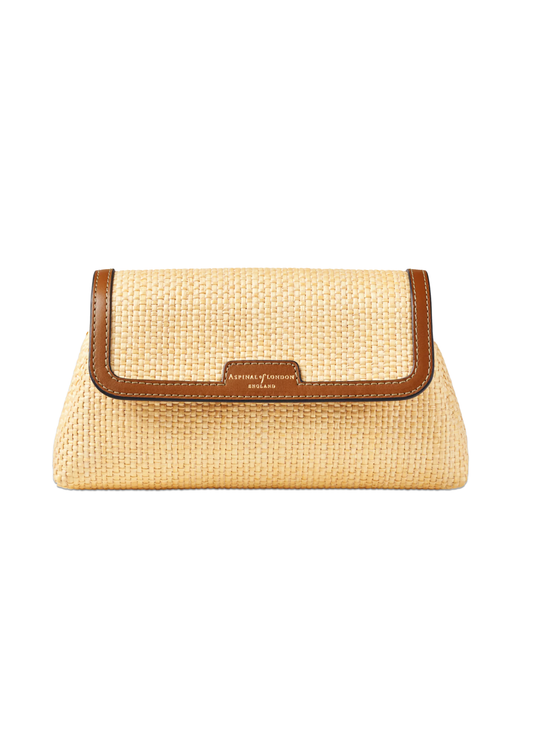 Raffia Clutch Bag Natural Raffia & Smooth Tan