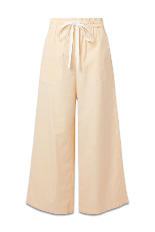 Main St. Striped Cotton-poplin Wide-leg Pants