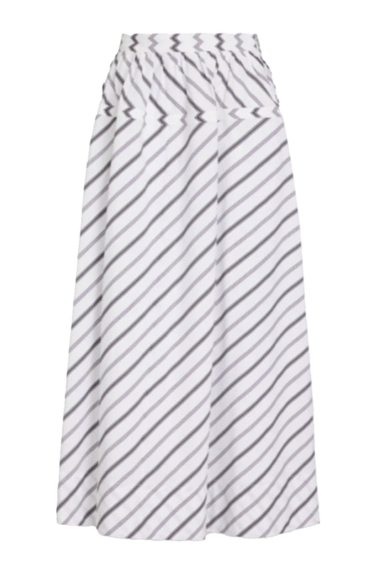 Striped Cotton-poplin Midi Skirt