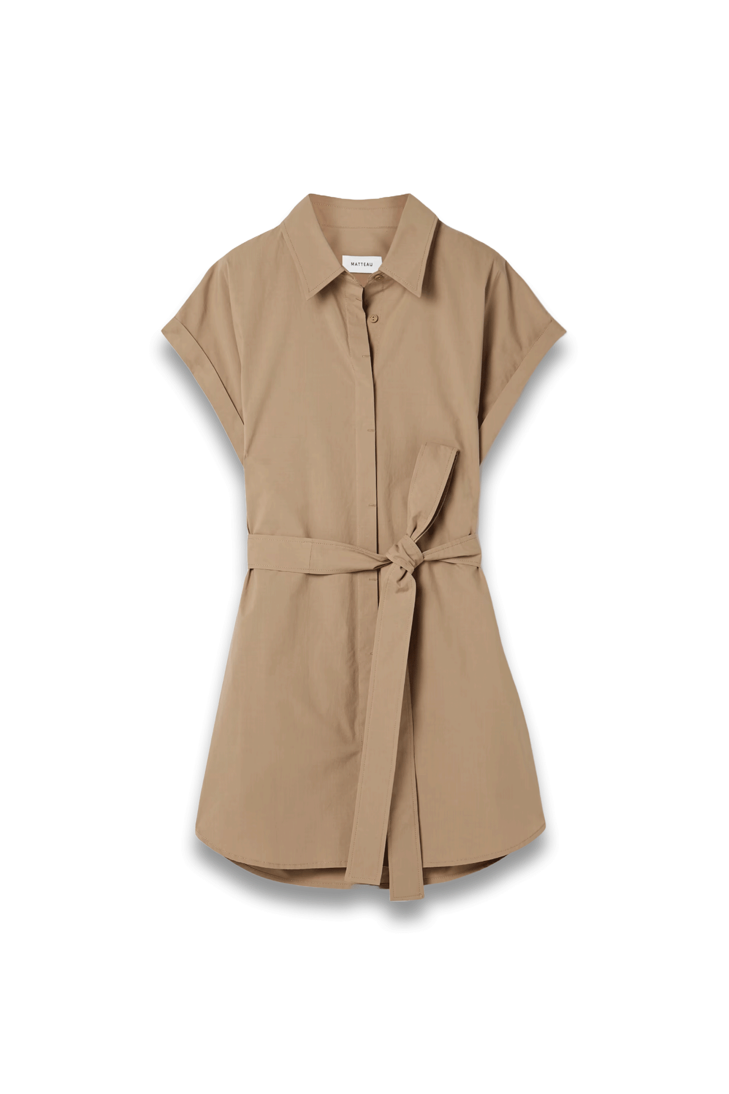 Belted Organic Cotton-Poplin Mini Shirt Dress