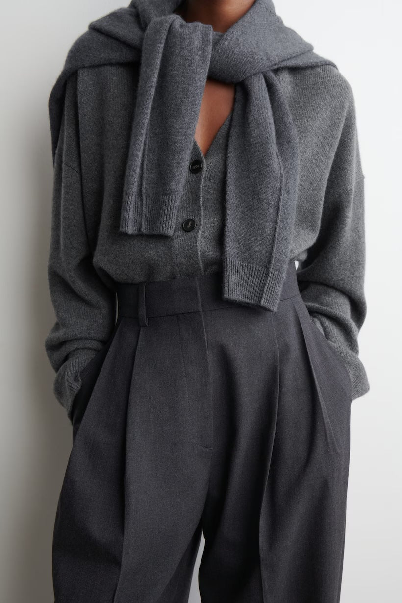 Pleated Wool-blend Barrel-leg Trousers