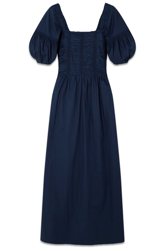 + NET SUSTAIN Belisario Smocked Organic Cotton-poplin Midi Dress