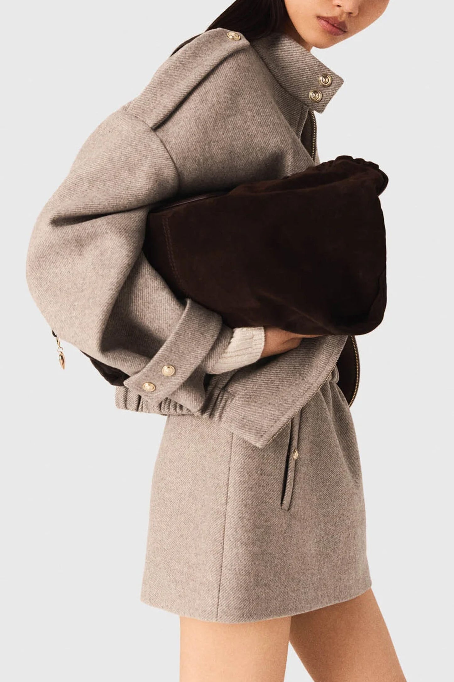 Suede Leather M Tote Bag