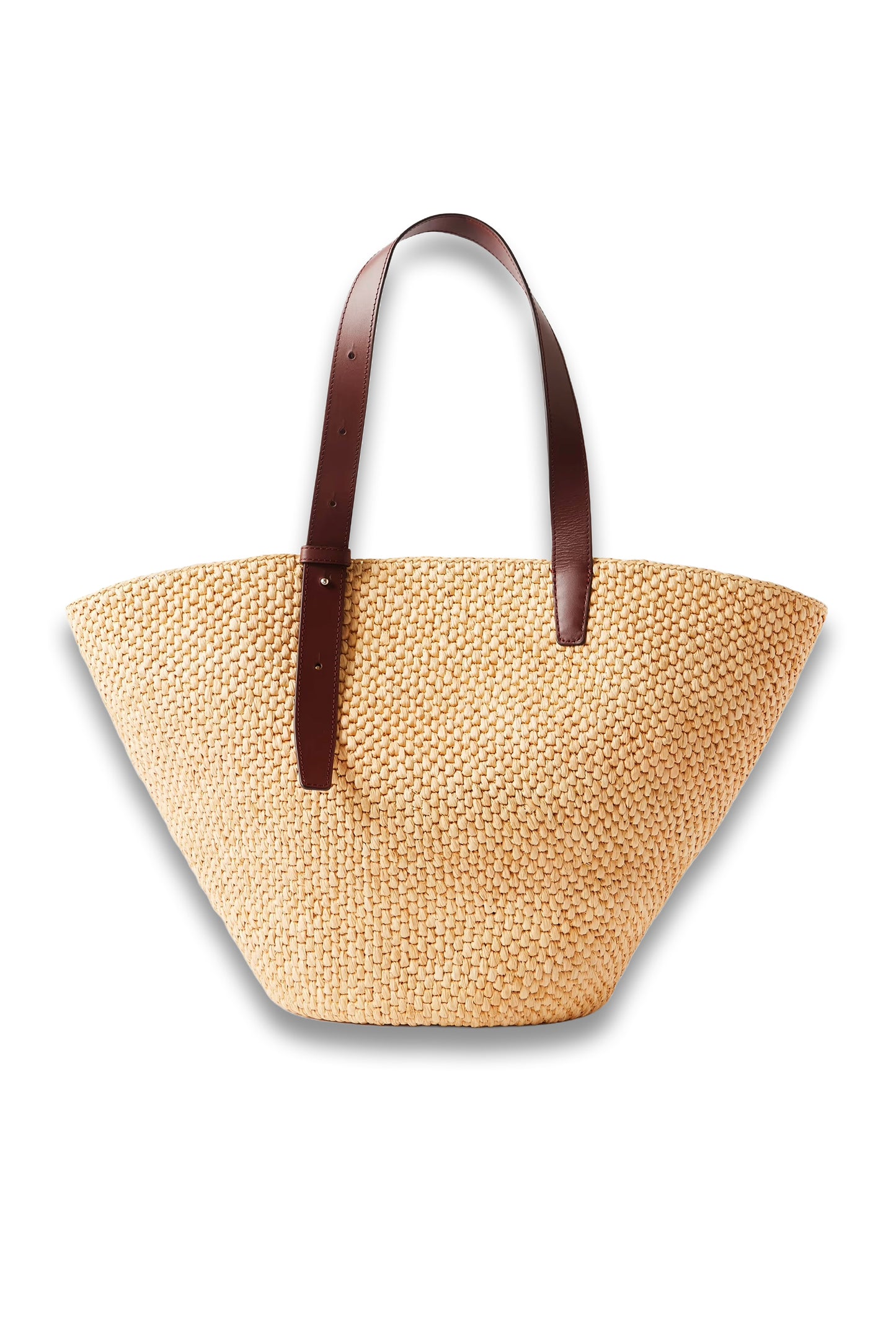 Bianca Large Leather-Trimmed Raffia Tote