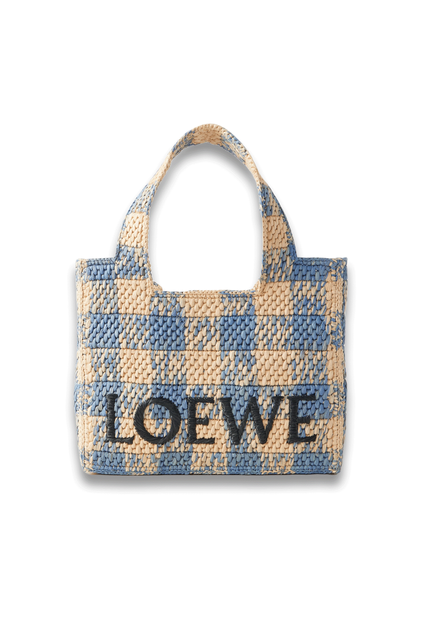 Paula's Ibiza Embroidered Checked Raffia Tote