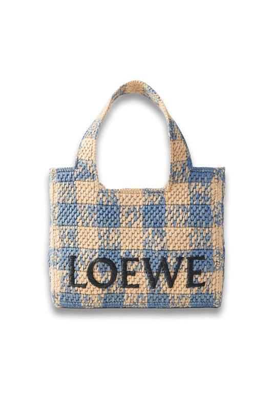 Paula's Ibiza Embroidered Checked Raffia Tote