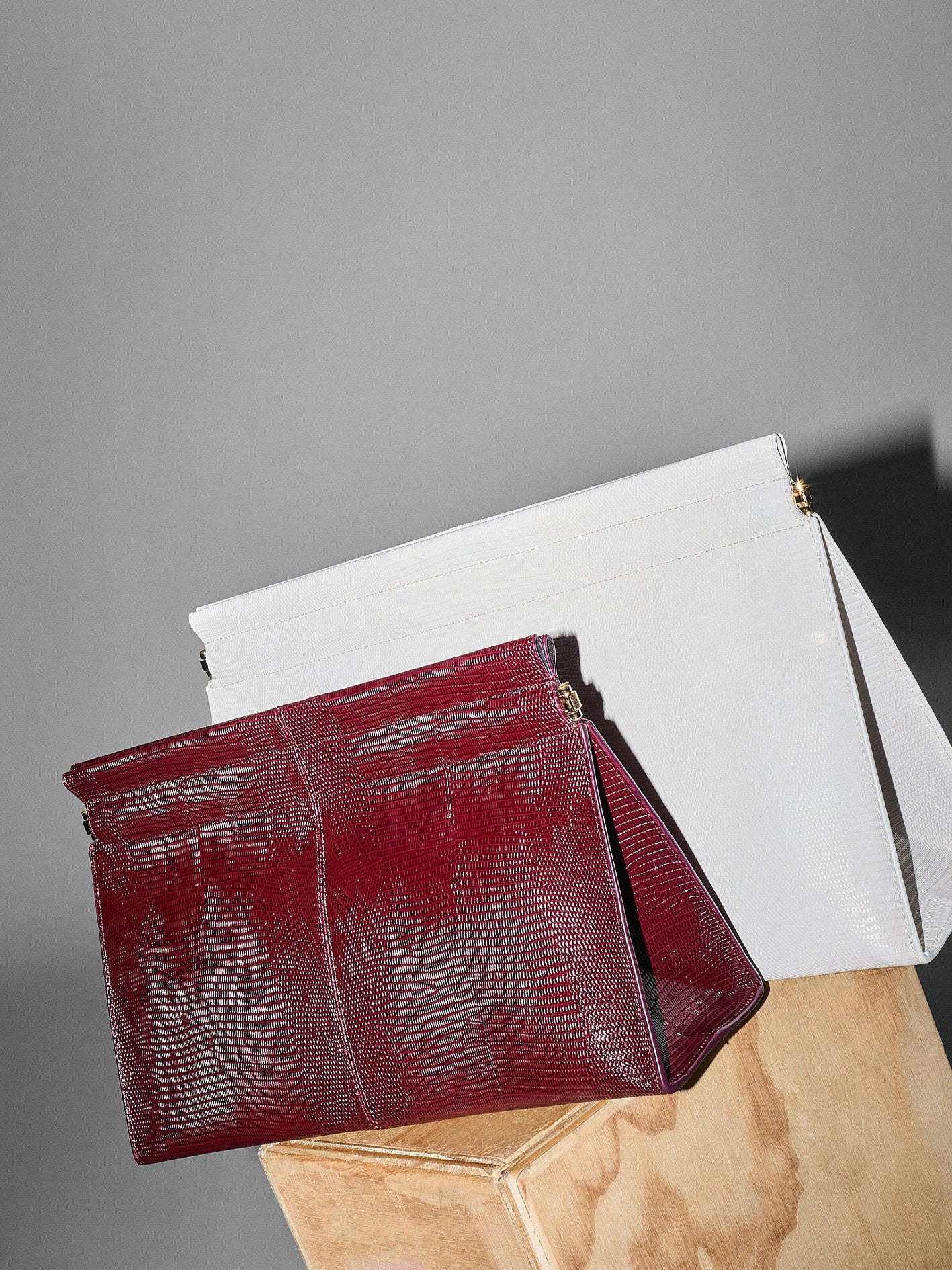 Medium Leather Clutch in Burgundy