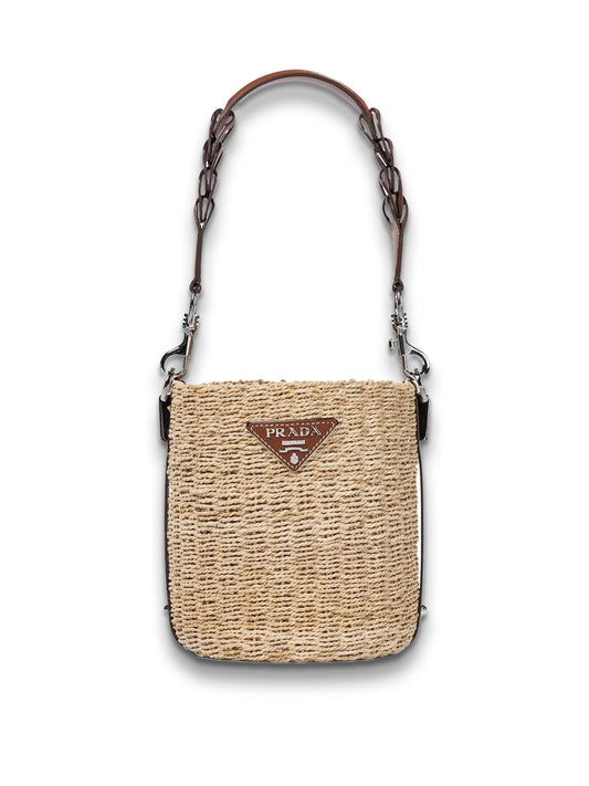 Raffia and Leather Bucket Bag