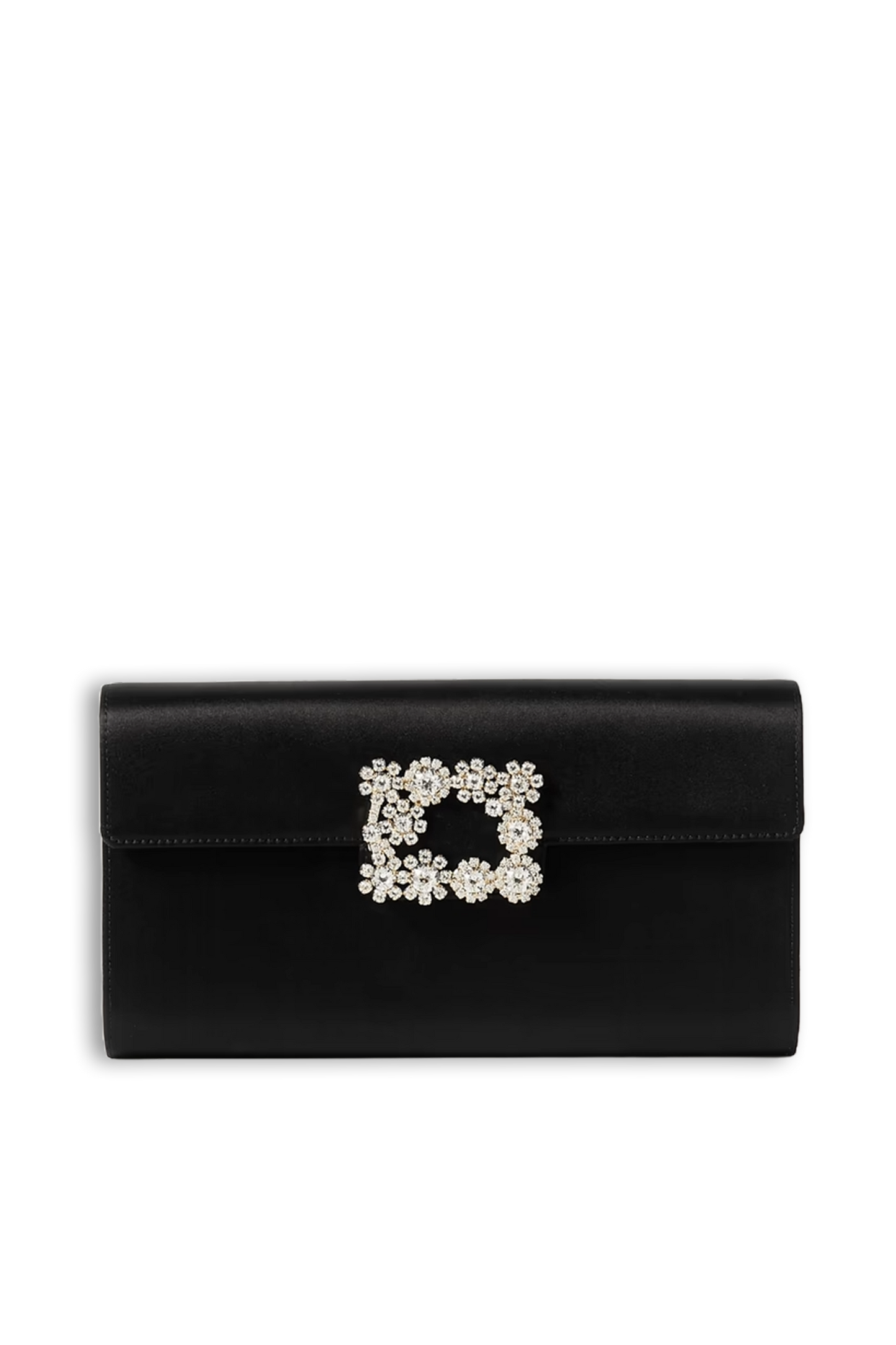 Flower Crystal-embellished Satin Clutch