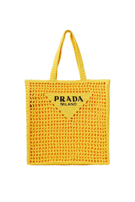Logo Crochet Tote Bag - Yellow