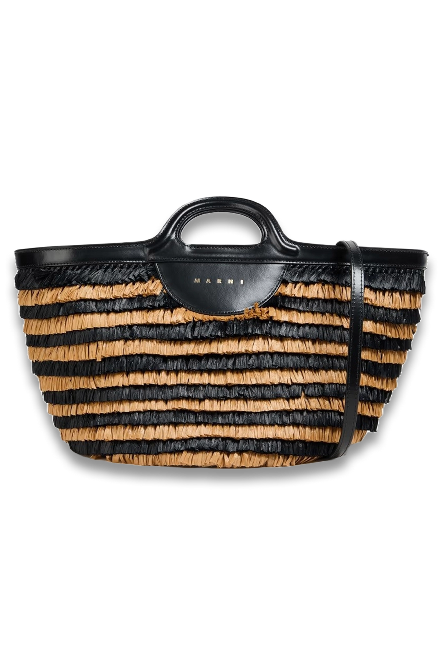 Leather and Faux Raffia Tote