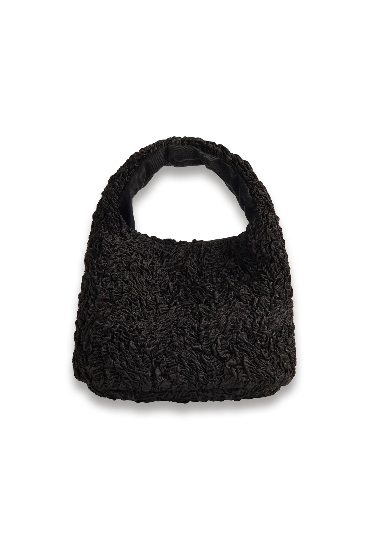 Black Luz Satin Ruched Mini Bag