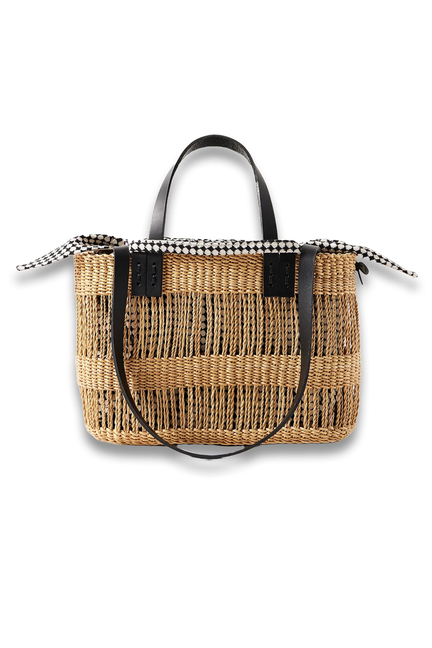Marcus Leather-Trimmed Woven Straw Tote