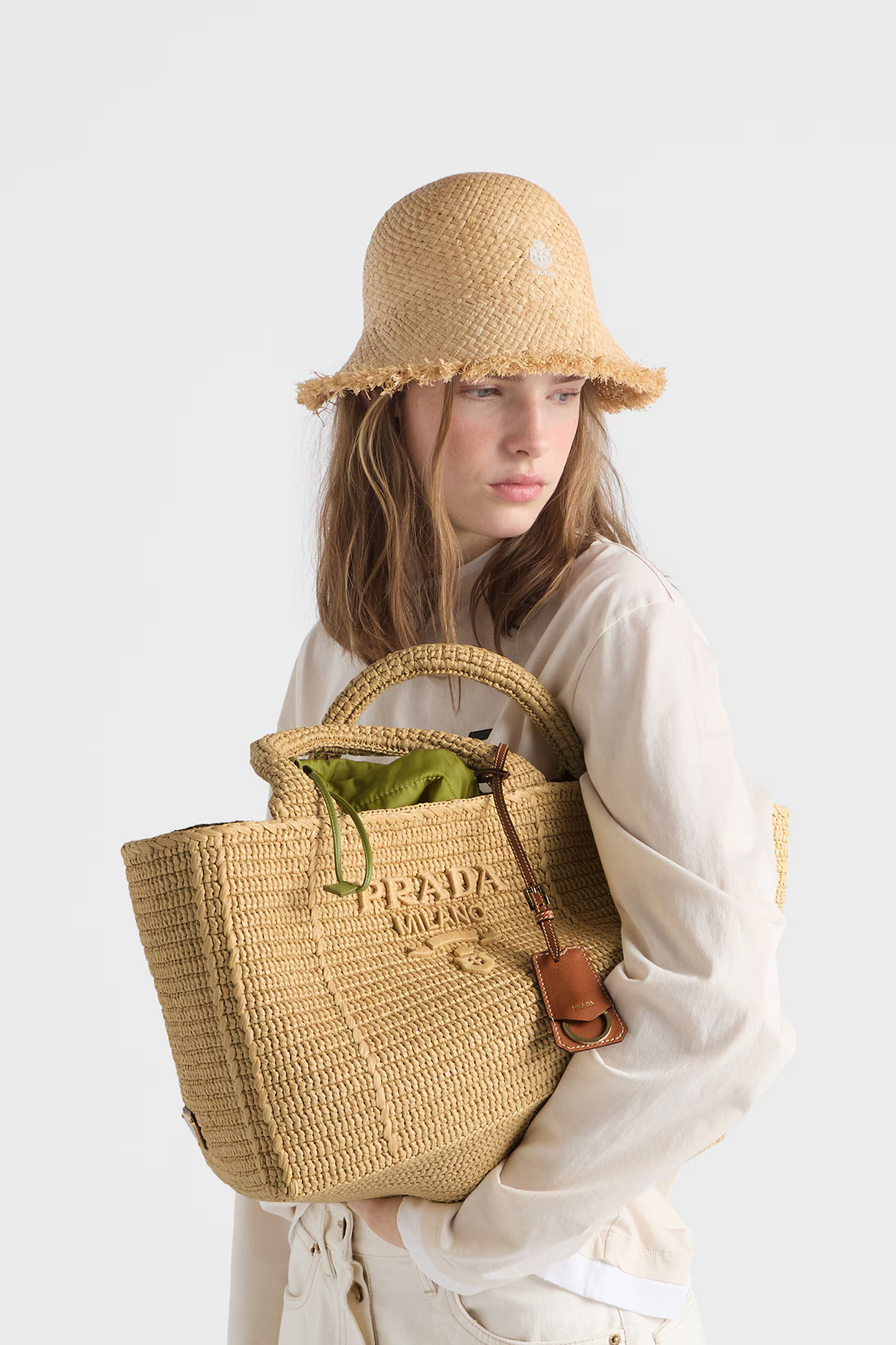 Large Crochet Tote Bag with Leather Details