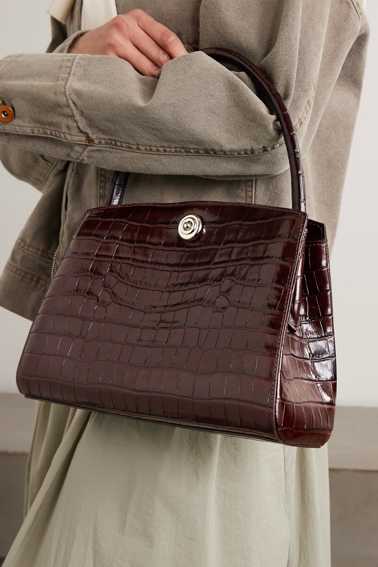 Pushlock Lady Croc-effect Leather Shoulder Bag