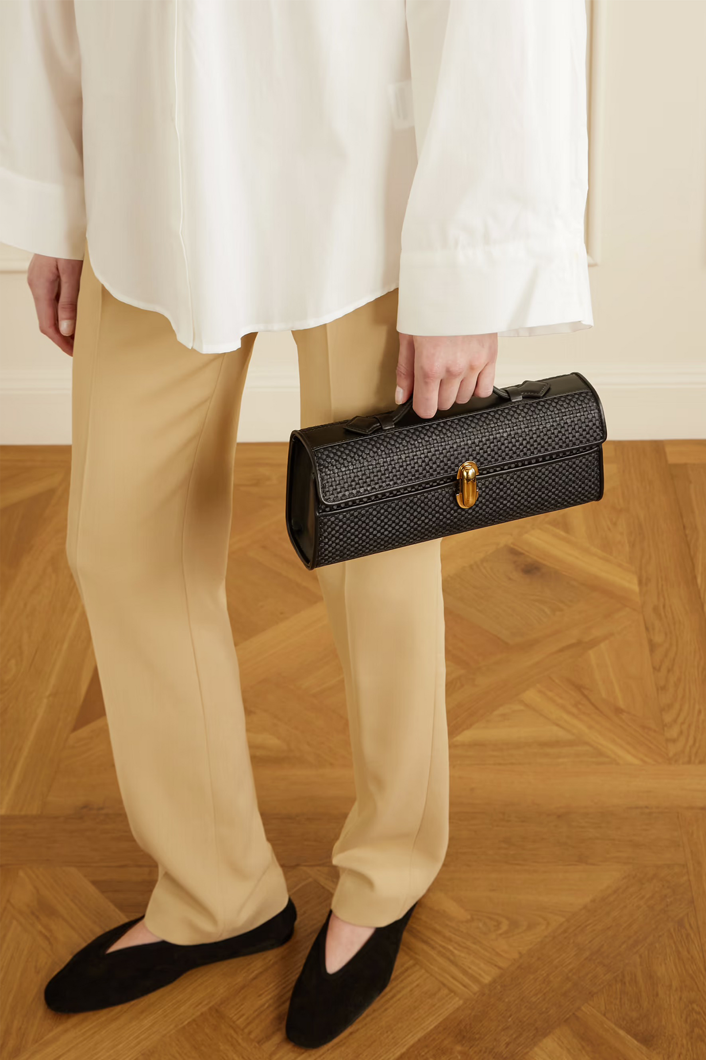 Slim Symmetry Woven Leather Tote