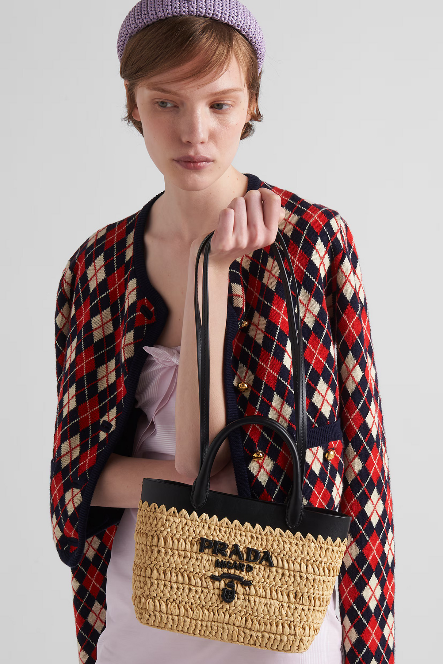 Mini Crochet and Leather Tote Bag