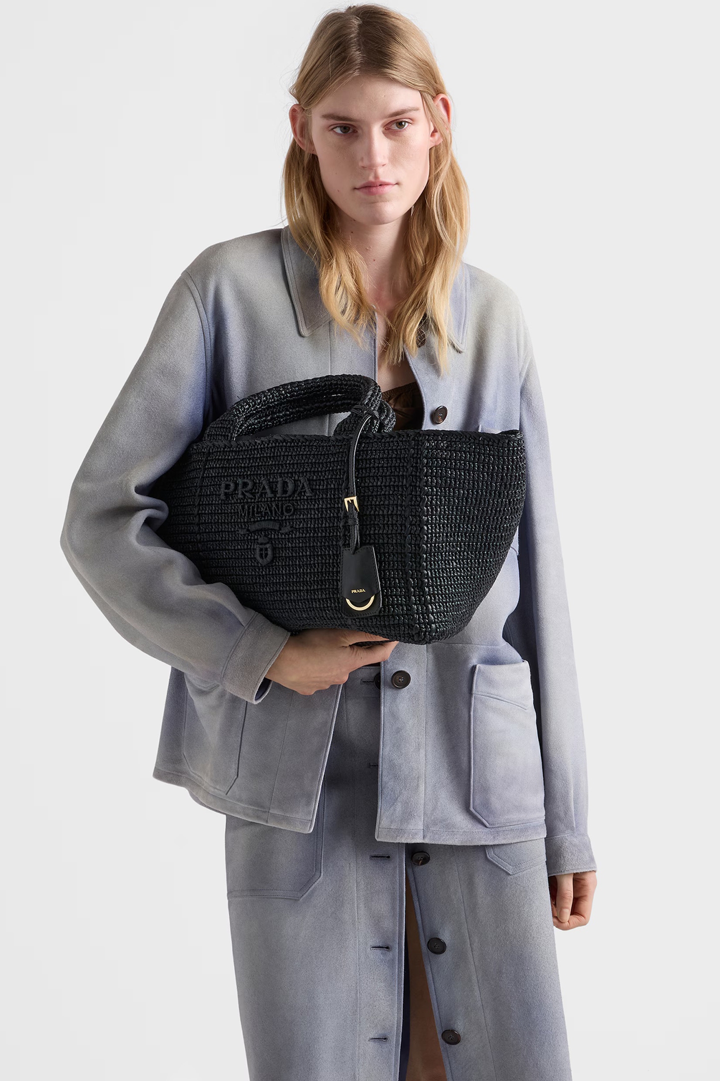 Large Crochet Tote Bag with Leather Details