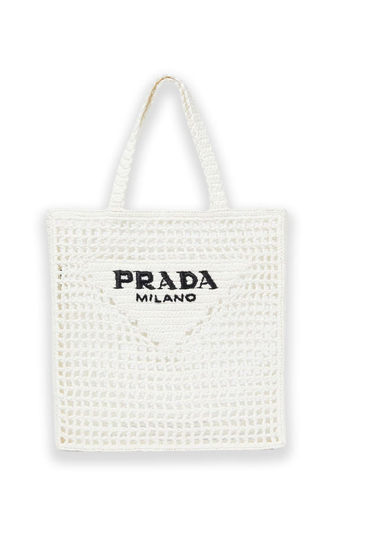 Logo Raffia Tote Bag