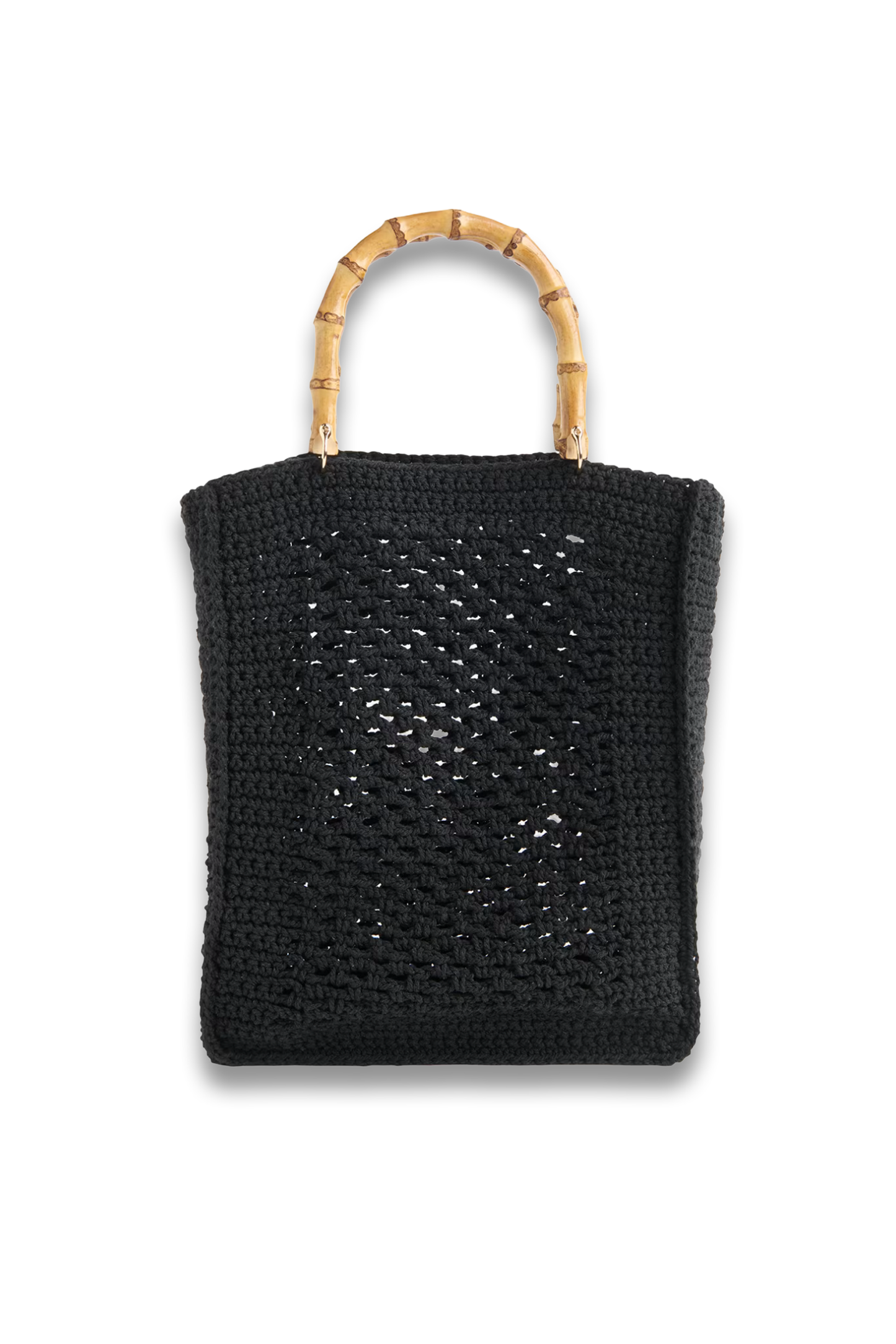 Black Bamboo Handle Crochet Bag