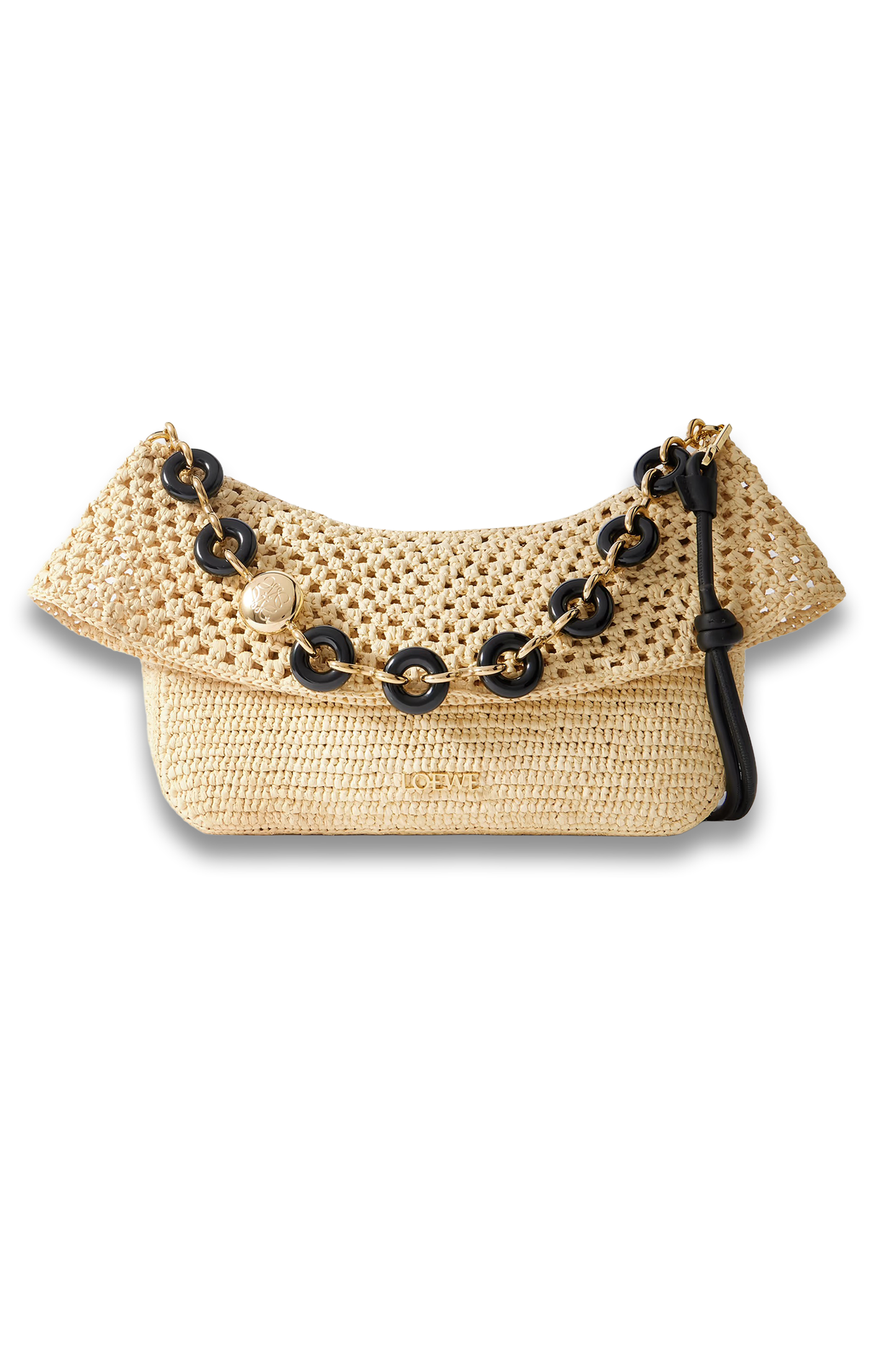 + Paula's Ibiza Ola Embellished Leather-Trimmed Raffia Shoulder Bag