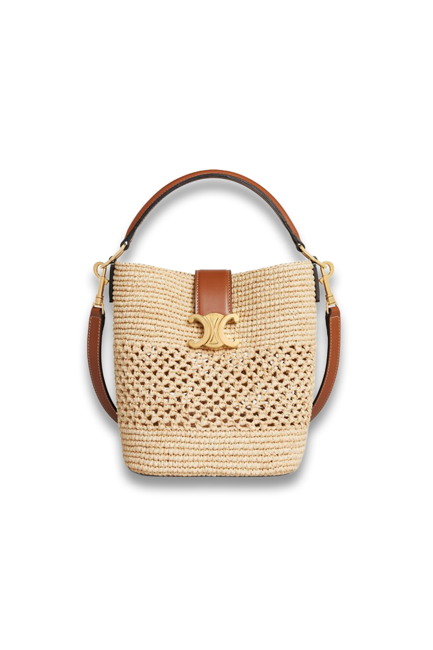 Small Louise Bucket In Raffia And Calfskin
