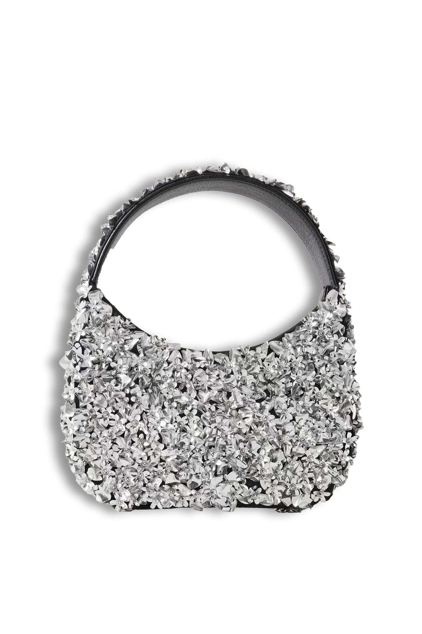Midas Embellished Faux Leather-trimmed Cotton-twill Shoulder Bag - Silver