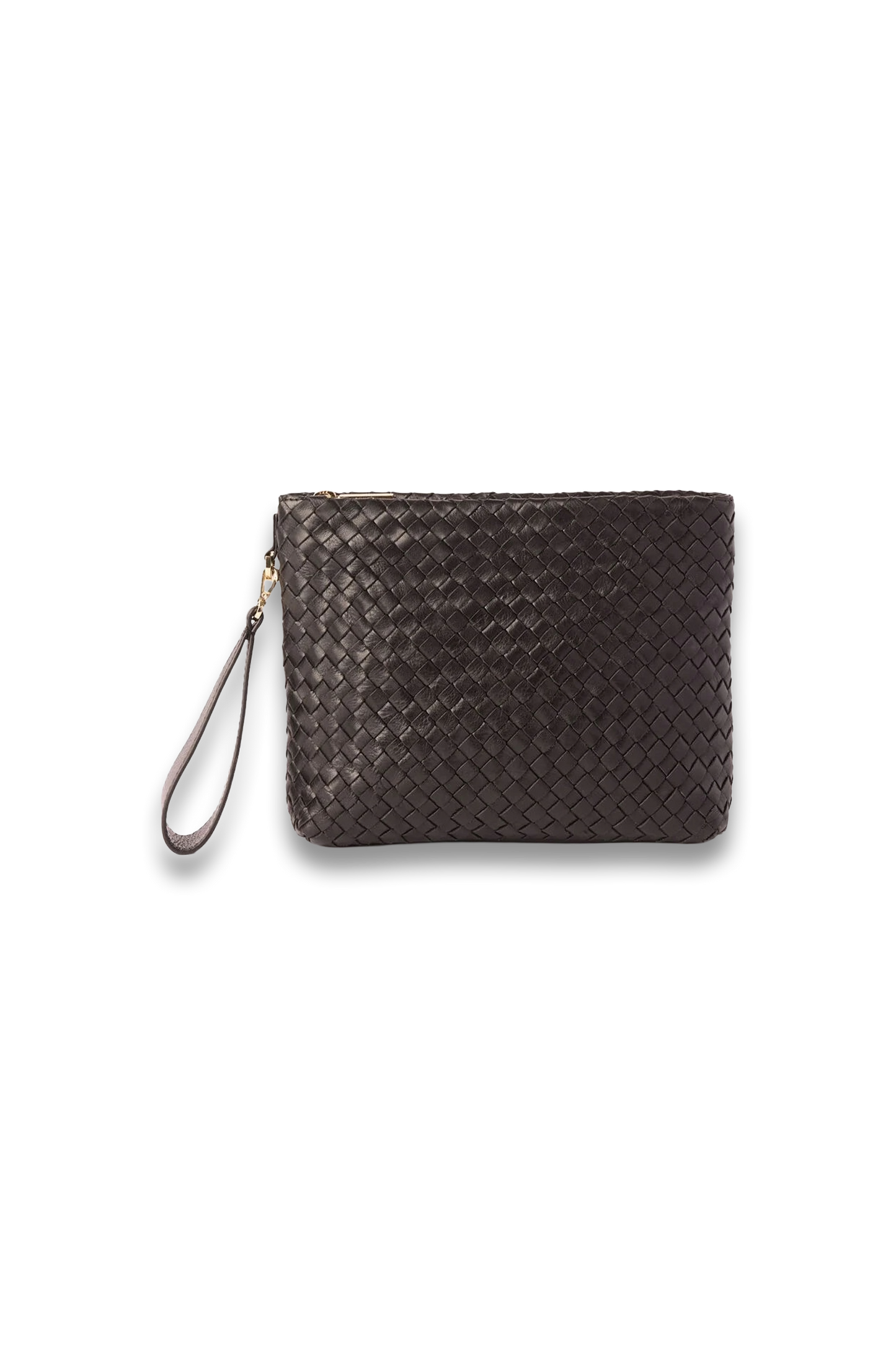 Black Avah Woven Zip Clutch