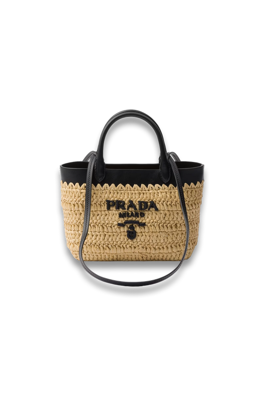 Mini Crochet and Leather Tote Bag