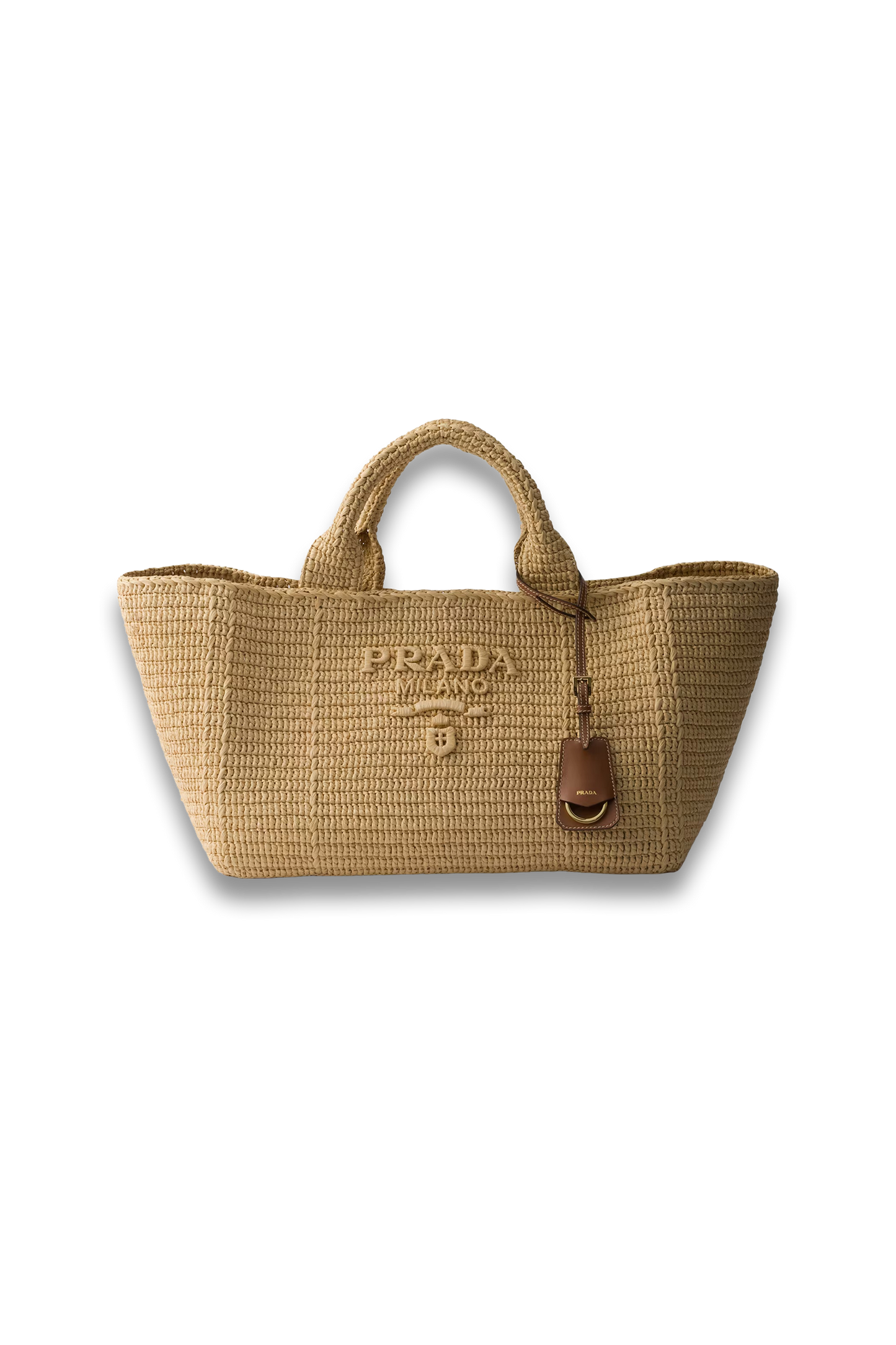 Large Crochet Tote Bag with Leather Details