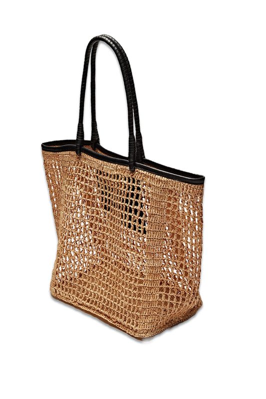 Open-knit Raffia Tote Bag