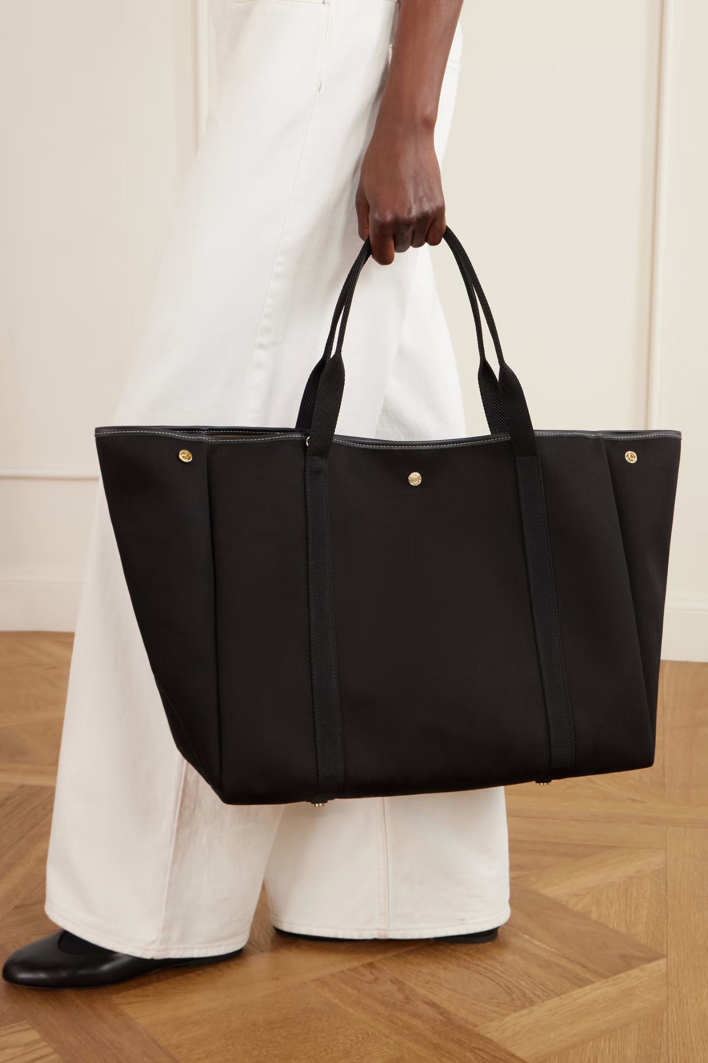 Traversée XL Webbing and Leather-trimmed Canvas Tote