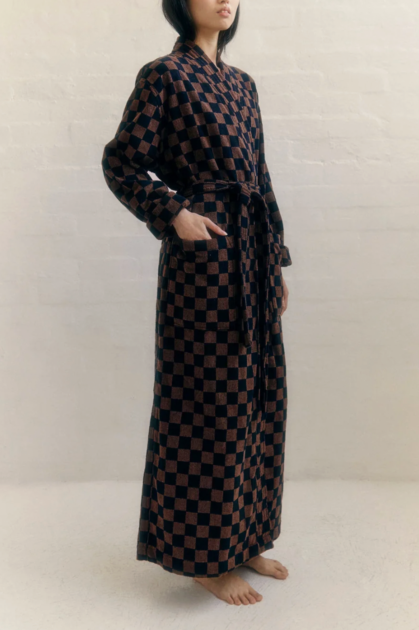 Sulis Bath Robe in Tabac & Noir