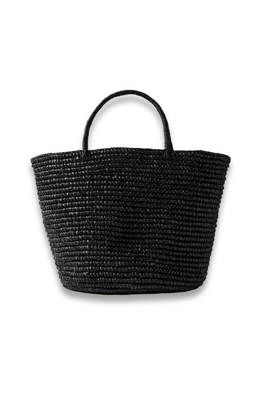 Large Black Straw Tote