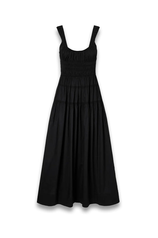Clover Smocked Organic Cotton-poplin Midi Dress