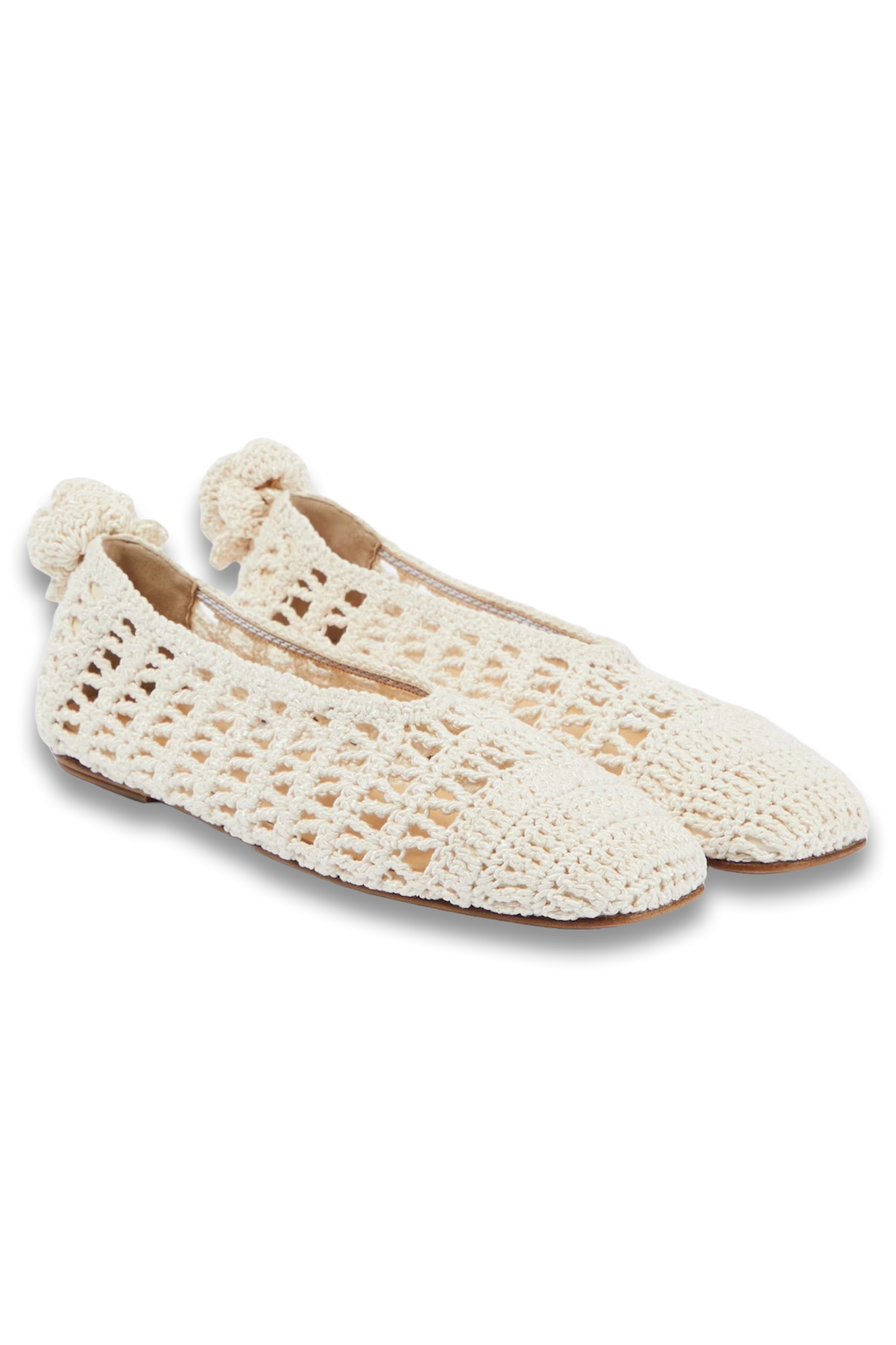 Floral-Appliqué Crochet Ballet Flats