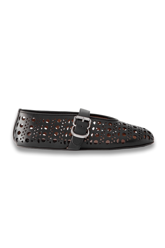 Perforated Leather Ballet Pumps